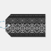 コージーブラック&ホワイトスカンジナビアのセーターのクリスマス ギフトタグ (裏面横)