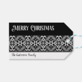 コージーブラック&ホワイトスカンジナビアのセーターのクリスマス ギフトタグ (正面(横))