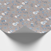 コージーブルーウィンターオンライトブラウン ラッピングペーパー (角)