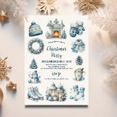 コージーブルークリ素朴スマスパーティー 招待状