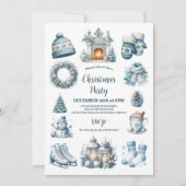 コージーブルークリ素朴スマスパーティー 招待状 (正面)