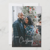 コージープレイドメリークリスマスホリデーフォト シーズンカード (正面)