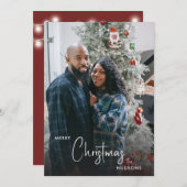 コージープレイドメリークリスマスホリデーフォト シーズンカード (正面/裏面)