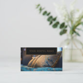 コージーホステルブラウンブルーフォトオ素朴ールドスタイリッシュ 名刺 (スタンド正面)