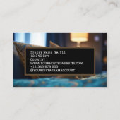 コージーホステルブラウンブルーフォトオ素朴ールドスタイリッシュ 名刺 (裏面)