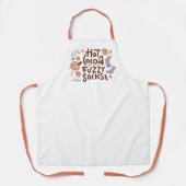 コージーホットココアとファジーソックスデザイン エプロン (正面)