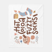 コージーホットココアとファジーソックスデザイン フリースブランケット (正面)