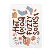 コージーホットココアとファジーソックスデザイン マグネット (縦)
