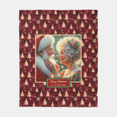 コージーホリデイブランケットブルゴーニュ金ゴールドサンタ フリースブランケット (正面)
