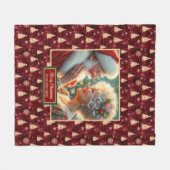 コージーホリデイブランケットブルゴーニュ金ゴールドサンタ フリースブランケット (正面(横))