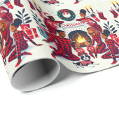 コージーホリデーアフリカンアメリカンファミリーパジャマ ラッピングペーパー (ロールコーナー)