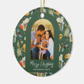 コージーホリデーグリーン図解入りの、写真付きのプリント写真 セラミックオーナメント (左)