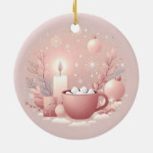 コージーホリデーソフトパステル赤面ピンクラウンド セラミックオーナメント (裏面)