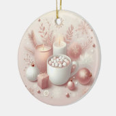 コージーホリデーソフトパステル赤面ピンク セラミックオーナメント (左)