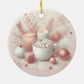 コージーホリデーソフトパステル赤面ピンク セラミックオーナメント (裏面)