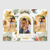 コージーホリデー図解入りの、写真付きのプリントスリーフォトマグネット (正面)