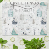 コージーホームクリスマスティール(緑がかった色)ID985 キッチンタオル (折り畳み)