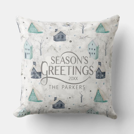 コージーホームクリスマスティール(緑がかった色)ID985 クッション (正面)