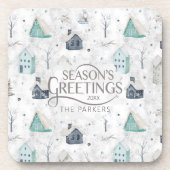 コージーホームクリスマスティール（緑がかった色）ID985 コースター (正面)