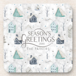 コージーホームクリスマスティール（緑がかった色）ID985 コースター