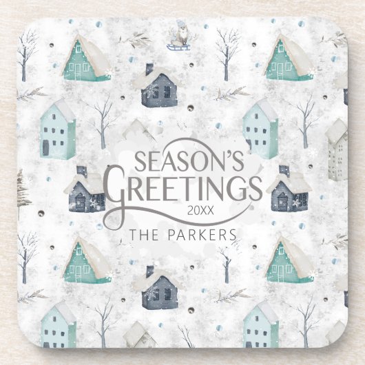 コージーホームクリスマスティール(緑がかった色)ID985 コースター (正面)