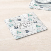 コージーホームクリスマスティール(緑がかった色)ID985 スクエアペーパーコースター (アングル)