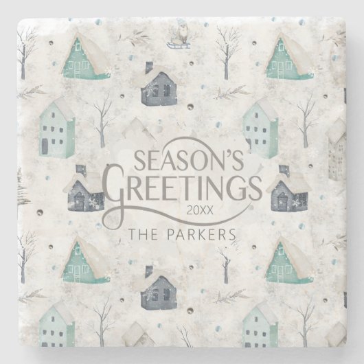 コージーホームクリスマスティール（緑がかった色）ID985 ストーンコースター (正面)