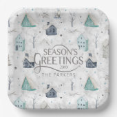 コージーホームクリスマスティール（緑がかった色）ID985 ペーパープレート (正面)