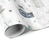 コージーホームクリスマスティール（緑がかった色）ID985 ラッピングペーパー (ロールコーナー)