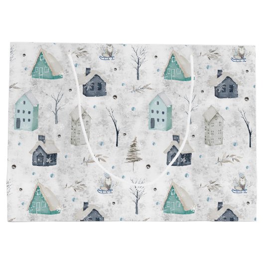 コージーホームクリスマスティール（緑がかった色）ID985 ラージペーパーバッグ (裏面)