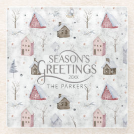 コージーホームクリスマスピンクID985 ガラスコースター