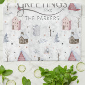 コージーホームクリスマスピンクID985 キッチンタオル (折り畳み)