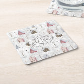 コージーホームクリスマスピンクID985 スクエアペーパーコースター (アングル)