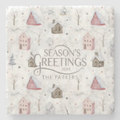 コージーホームクリスマスピンクID985 ストーンコースター (正面)