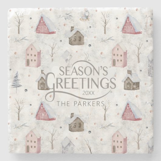 コージーホームクリスマスピンクID985 ストーンコースター (正面)