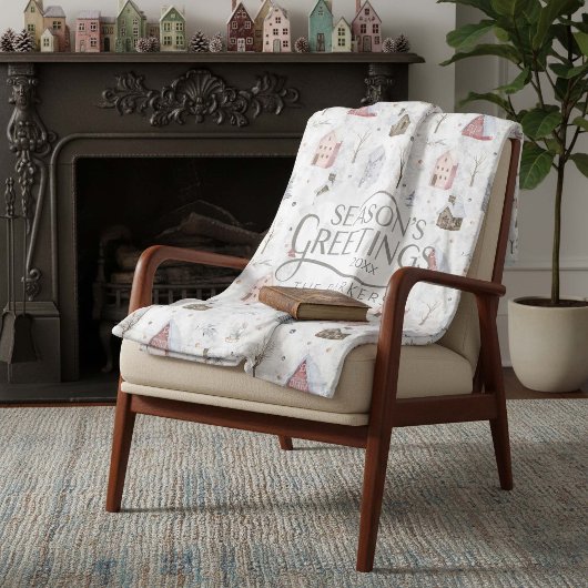 コージーホームクリスマスピンクID985 フリースブランケット