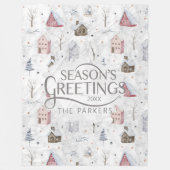 コージーホームクリスマスピンクID985 フリースブランケット (正面)