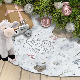 コージーホームクリスマスピンクID985 ブラッシュドポリエステルツリースカート