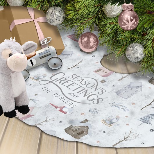 コージーホームクリスマスピンクID985 ブラッシュドポリエステルツリースカート