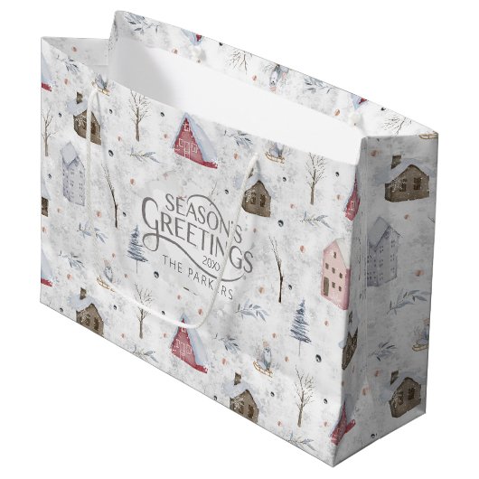 コージーホームクリスマスピンクID985 ラージペーパーバッグ (正面アングル)