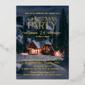 コージーホームフォトクリスマスパーティーフォイル招待状 箔シーズンカード (正面)