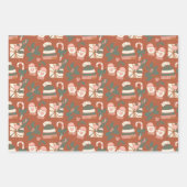 コージーボホピンクグリーン&クレイ ラッピングペーパーシート (正面)