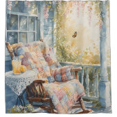 コージーポルチキルトアンドレモネードチャーム シャワーカーテン (正面)