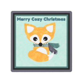 コージーメリークリスマスキツネ メタルプリント
