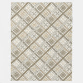 コージーモダンパステルニュートラルジオメトリックアイボリーブラウン フリースブランケット (正面)