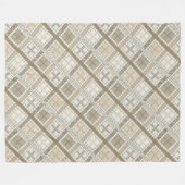 コージーモダンパステルニュートラルジオメトリックアイボリーブラウン フリースブランケット (正面(横))