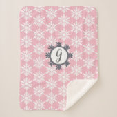 コージーモノグラムスノーフレークシェルパバックブランケット シェルパブランケット (正面)