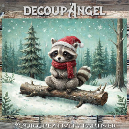 コージーラクーンクリスマス応援- Decopage - 薄葉紙