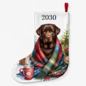 コージーラブラドールレトリエバードッグホリデーチョコレートラボ スモールクリスマスストッキング (裏面)