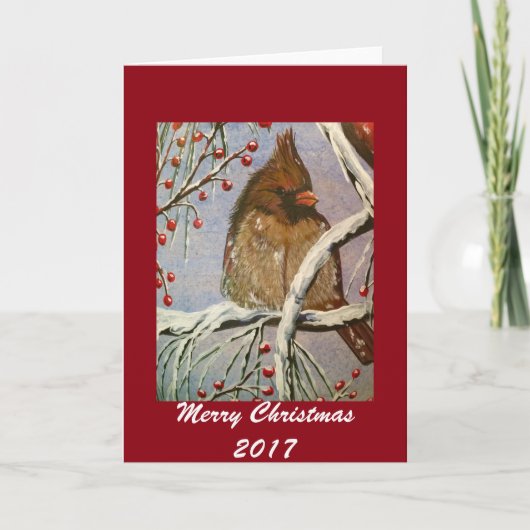 コージーリトル（鳥）ショウジョウコウカンチョウグリーティングカード シーズンカード (正面)
